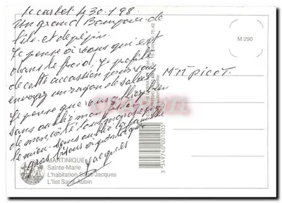 Martinique — Sainte-Marie — Wydawca E. D. C. H. S. E. BARRA (M 290) — Rewers
