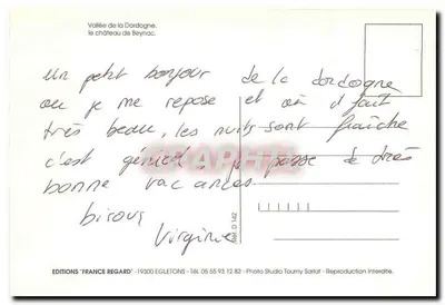 Zamek Beynac — Dolina Dordogne — Wydawnictwo France Regard, Ref. D 142 — Rewers
