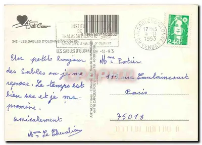 Les Sables d'Olonne — Fontanna — Artaud Frères, n° 394101 — Rewers