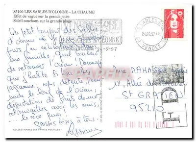 Les Sables d'Olonne - La Chaume — efekt fali na dużej przystani i zachód słońca — Rewers