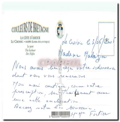 Le Croisic — Porto da Costa do Amor — Éditions d'Art Couleurs de Bretagne, n° 3660081000015 — Verso