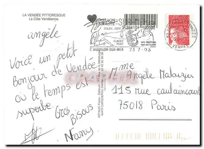 A Costa Vendéenne — cartão postal turístico — Artaud Frères, n° 339A101 — Verso