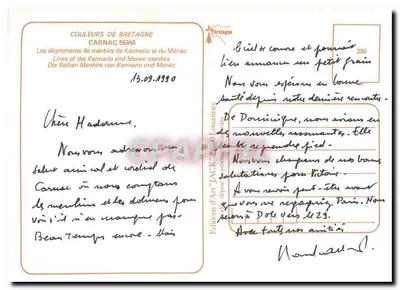Carnac — Alinhamentos de megalitos — Edições de Arte 'Jack' Louvain — Verso