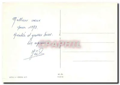 Ave trazendo uma carta — Boa Ano — M.D. Paris, série 6550 4/1 — Verso