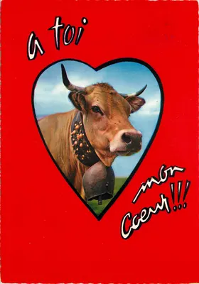 Vaca em um coração — cartão de amor — Edições Jauger & Cie
