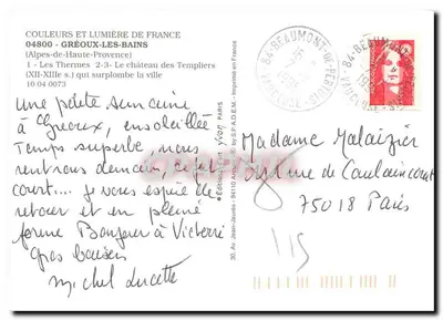 Gréoux-les-Bains — Termas troglóditas celtas galorromanas — Éditions de France — Verso