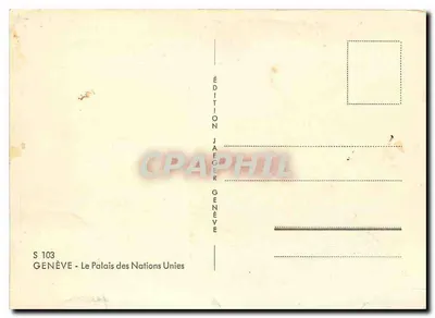 Genève — Le Palais des Nations Unies — Édition Jaeger — Verso