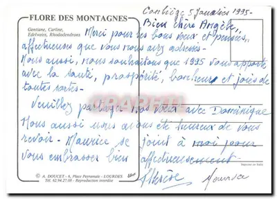 Flore das montanhas — Gentiana, Edelweiss, Rhododendrons — A. Doucet, Lourdes — Verso