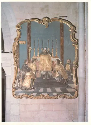 Catedral de Santa Maria de Oloron — Painel de madeira dourada (século XVIII) — Santo Grato dizendo a missa — Estúdio Fotográfico PIER - 64400 Oloron
