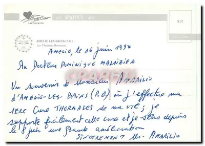 Amélie-les-Bains — Os Termas Romanos — Série S.37, editor AS de Cour — Verso