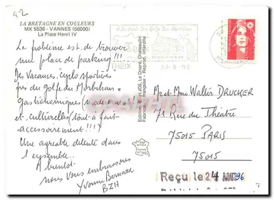 Praça Henri IV — Vannes — Edição Art JOS — Verso
