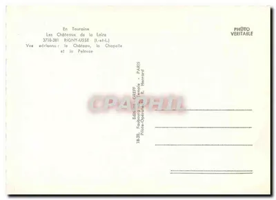 Rigny-Usse (Loire) — Widok z lotu: Zamek, Kaplica i Trawnik — Wydawnictwo Greff — Rewers