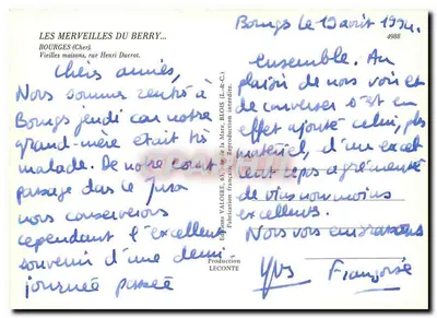 Bourges (Cher) — Stare domy, ulica Henri Ducrot — Wydawnictwo Valoire, n°4988 — Rewers