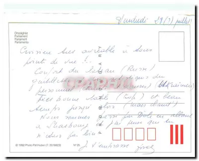 Budapeszt — widok na Sejm i Dunaj — Foto Pál Huber, N° 25 — Rewers