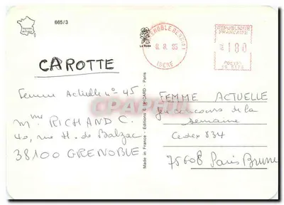 Dwie różowe róże — wydanie La Rose — n° 665/3 — Rewers