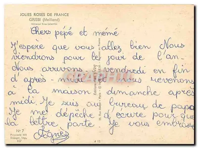 Róża żółta — Grisbi (Meilland) — Wydawnictwo Draager, Druk Paris — Rewers