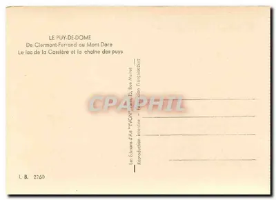 El lago de la Cassièrère — cadena de los Puy — Ediciones de Arte 'YVGN' — n° 2760 — Reverso