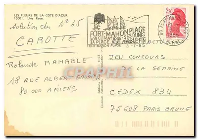 Jedna róża — Wybór z Côte d'Azur n°65 — Wydawnictwo NICE — Rewers