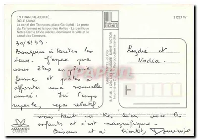 Dole, Jura — vista panorâmica com canal e edifícios históricos — Editor Estel — Verso