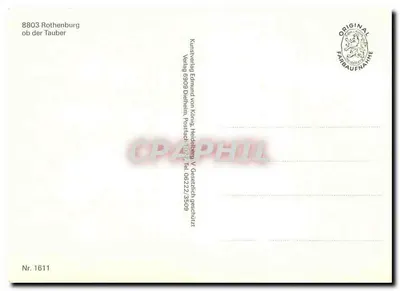 Rothenburg ob der Tauber — Temat: ulica z domem z ceglanym witrażem i wieżą — Wydawca: Kunstverlag Edmund von König, Heidelberg — Rewers