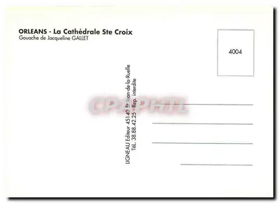 Orléans - A Catedral Santa Cruz — desenho de Jacqueline Gallet, editado por Ligneau — Verso