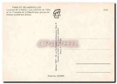 Praça da Nação — Paris — Editor Guy, n° 2133 — Verso