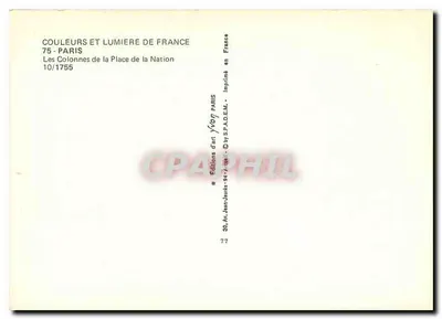 Le Colonne della Piazza della Nazione — Parigi — Edizioni d'arte Yvon — Verso