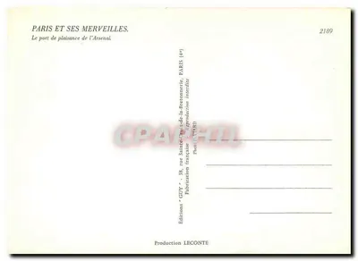 Paris — Bastilha, Porto do Arsenal — Éditions GUY — Verso