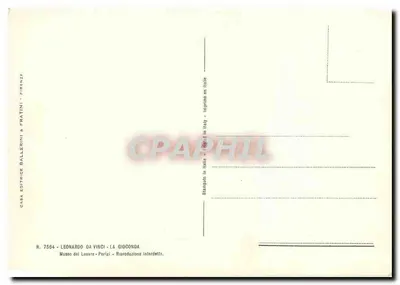 A Mona Lisa — reprodução — Casa Editrice Ballerini & Fratini, n° 7564 — Verso
