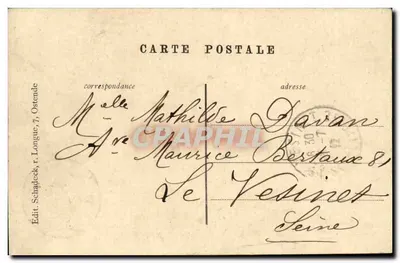 Ostende. O Kursaal e as Cabines — Ed. Schadeck, r. Longue, 7, Ostende — Verso