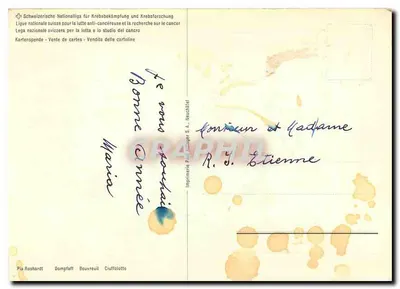 Dwa ptaki w gnieździe — kolorowa ilustracja — Imprimerie Paul Ettinger S.A., Neuchâtel — Rewers