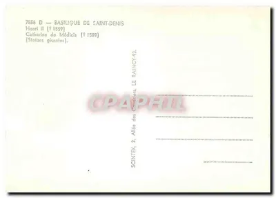 Basílica de São Denís — Avenida dos Condottieri — Henrique II e Catarina de Médicis (estátuas deitadas) — Verso