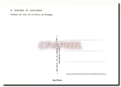 Tumba de Luís XII e de Ana de Bretanha — Basílica de São Denís — C.A.P., rua Latellier, Paris — Verso