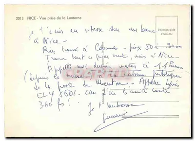 Widok z Nicei — z Lanterne — Édition G. 2013 — Rewers