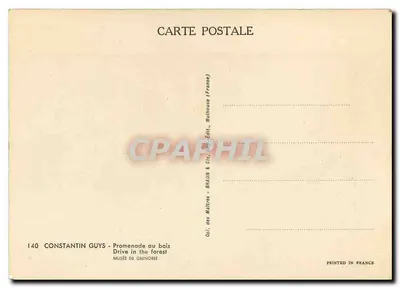 Promenade au bois — Drive in the forest — Constantin Guys, wyd. Braun & Cie, n°140 — Rewers