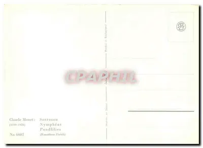 Nymphéas — seria 6002 — Wydruk w Szwajcarii — Rewers
