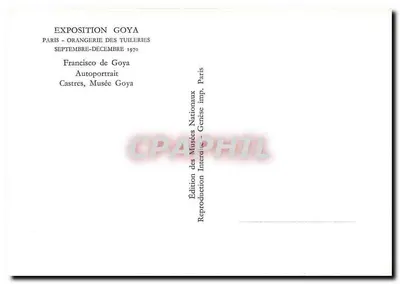 Autoportrait de Francisco de Goya — Exposition Paris Orangerie 1970 — Édition des Musées Nationaux — Verso
