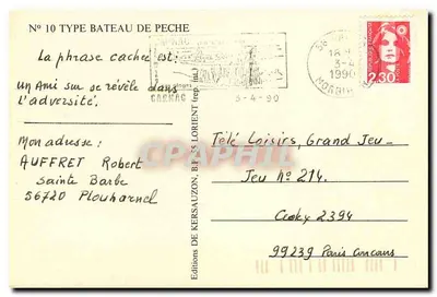 Barco de pesca — Tipo 10 — Éditions de Kersauzon — Verso