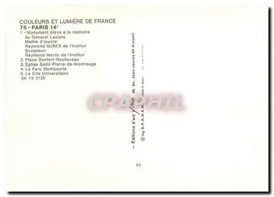 Paris XIV — Colagem de locais — por Yvon — Verso
