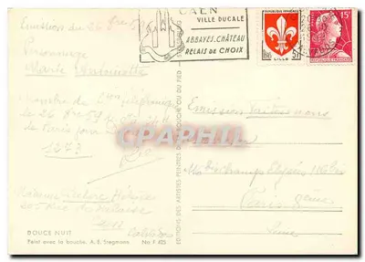 Dwa jeleń w zimowym krajobrazie — Éditions des Artistes Peintres du Pied, n° F 425 — Rewers