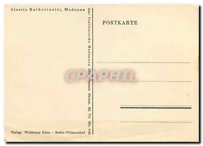 Madonna — pintura italiana — editor Woldemar Klein, Berlim-Wilmersdorf, série VI — Verso