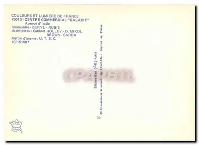 Centro Comercial Galaxie — Avenida da Itália — Éditions d'Art — Verso