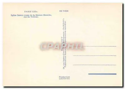 Igreja de Santa Ana da Maison Blanche — Paris XIIIe — Edições GUY — Verso