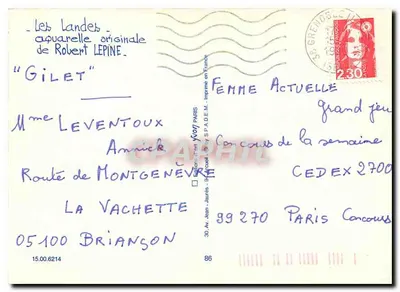 Las Landais — oryginalna aquarela Roberta Lepine — Wydawca S.P.A.D.E.M. — Rewers