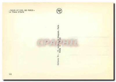 Place d'Italie — Paryż — Éditions P.I. 77, avenue de Wagram, Paryż — Rewers