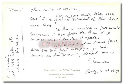 Wioska — Aquarelka J. Bruynseraede — Wydawca Céline Carterie, nr 12052 — Rewers