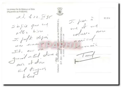 A península de Balaruc e Sète — Aquarela de FABIANI — Edições URBANNE S.L. — Verso