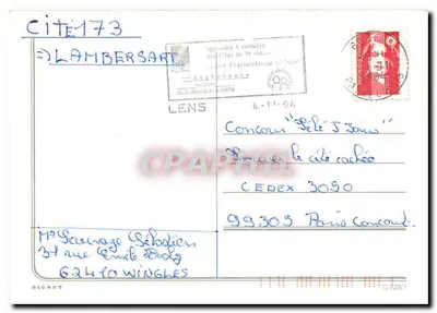 Bukiet kwiatów w koszyku — ilustracja — Konkurs 'Belle de France' w Lens — Rewers