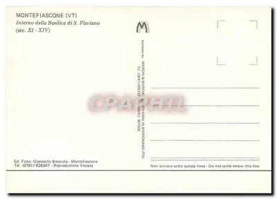 Widok wnętrza basyliki św. Flawianego — Montefiascone — wydawca Marchi & Marchi — Rewers