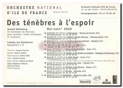 Orquestra Nacional da Île-de-France — Das trevas à esperança — Jacques Mercier — Verso